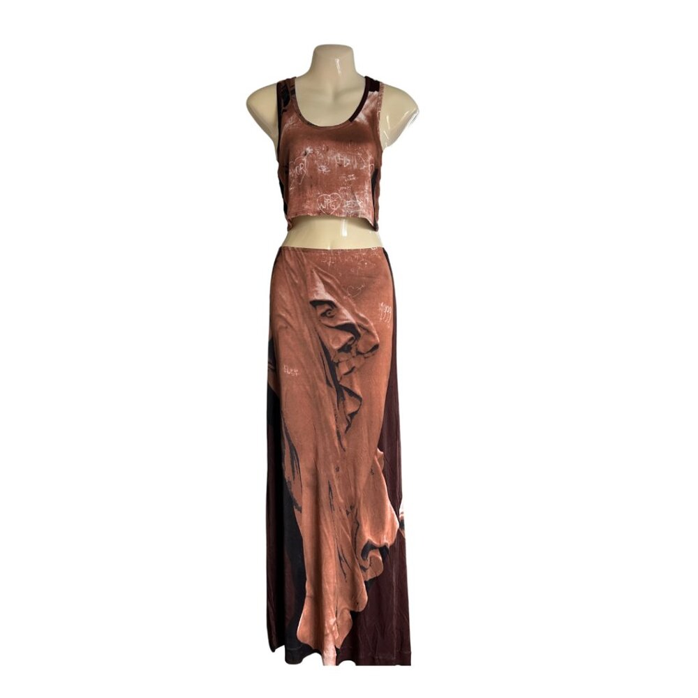 Jean Paul Gaultier S 1999 Graffiti Goddess Trompe L'oeil Top & Long Skirt